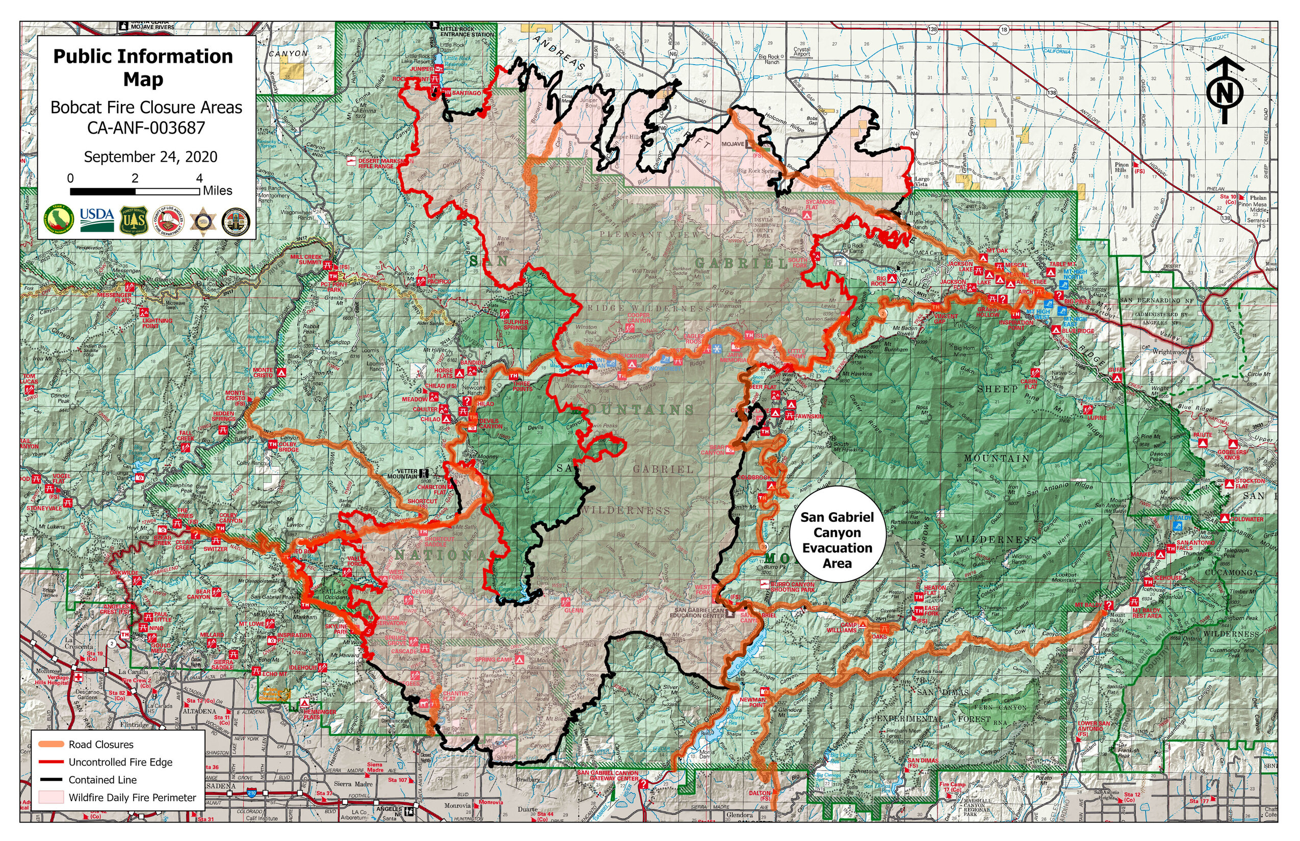 map of bobcat fire progression
