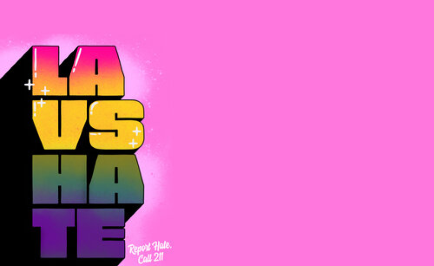 LA vs Hate Art Lettering with Pink Background