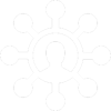 White icon of connected white dots with person in center
