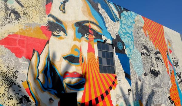 LA Street mural with woman's face